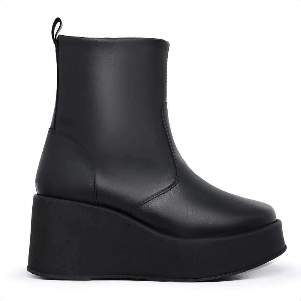 Bota Feminina Coturno Plataforma Flatform Alta Cano Curto