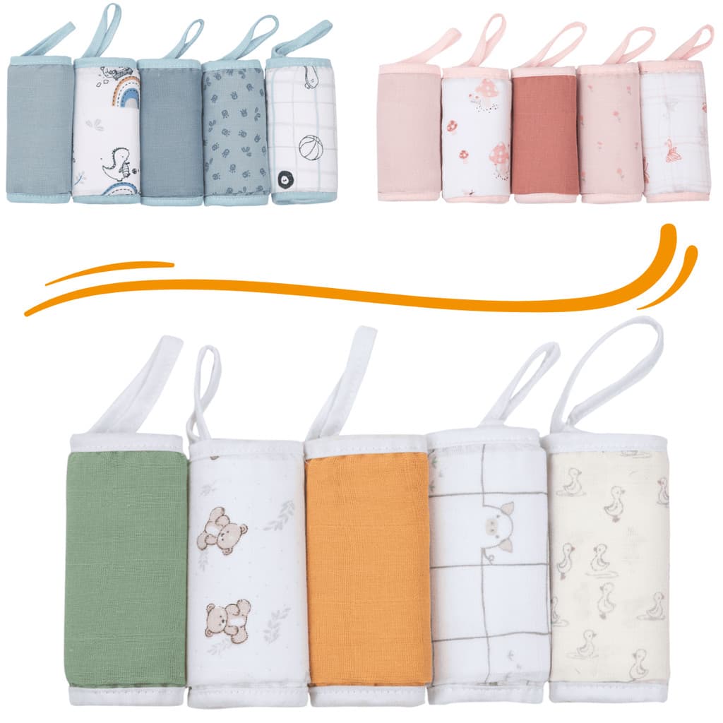 Paninho de Boca SOFT PREMIUM Papi Baby c/ Prendedor de Chupeta 32cm X 32cm 05 Un.