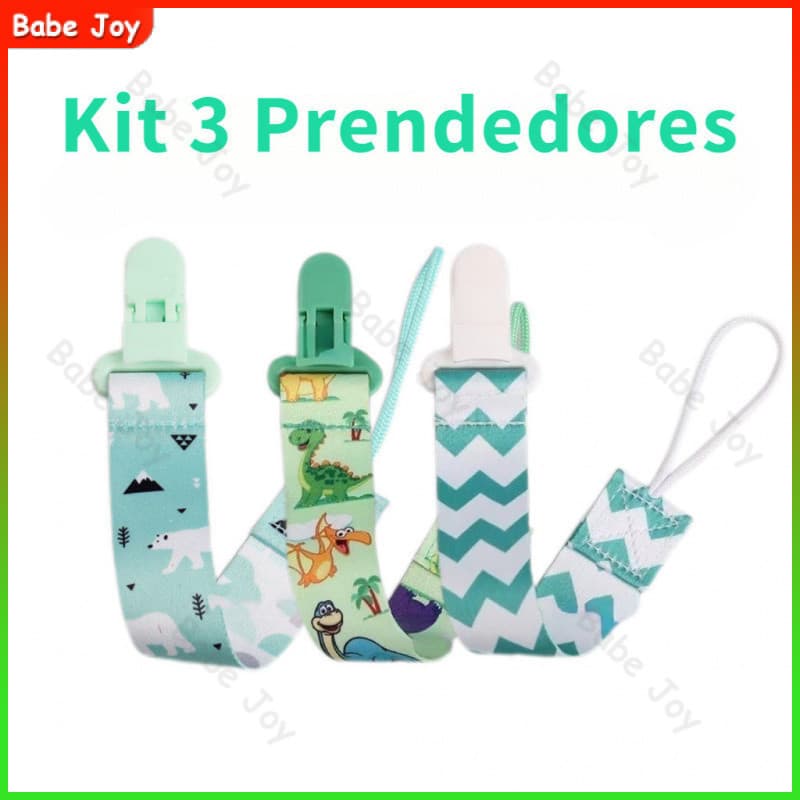 3/4 pcs Prendedor para Chupeta Fecho com Trava Cordão Estampas Divertidas Bichinho Lavável