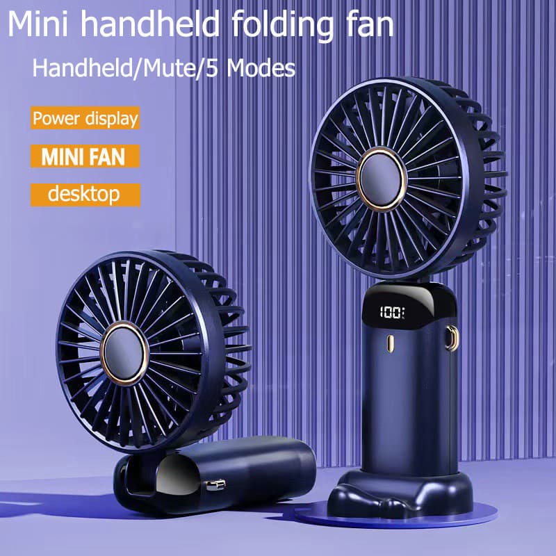 Mini Ventilador Dobrável Portátil Com Display Digital Portátil E Carregamento USB Silencioso