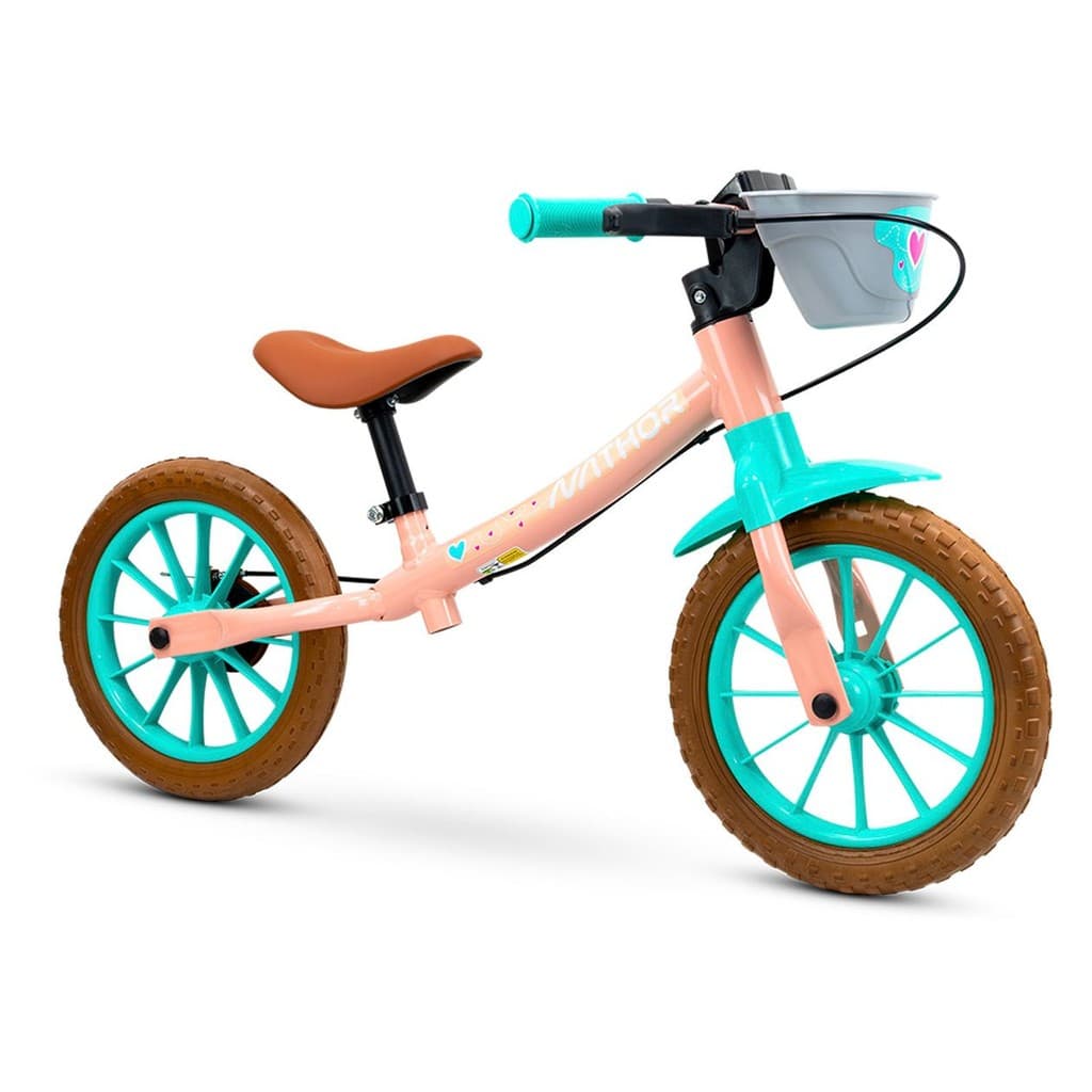 Bicicleta Infantil de Equilíbrio Aro 12 C/ Cesto Iniciantes Crianças Andar Brinquedo Passear Sem Pedal Menino Menina