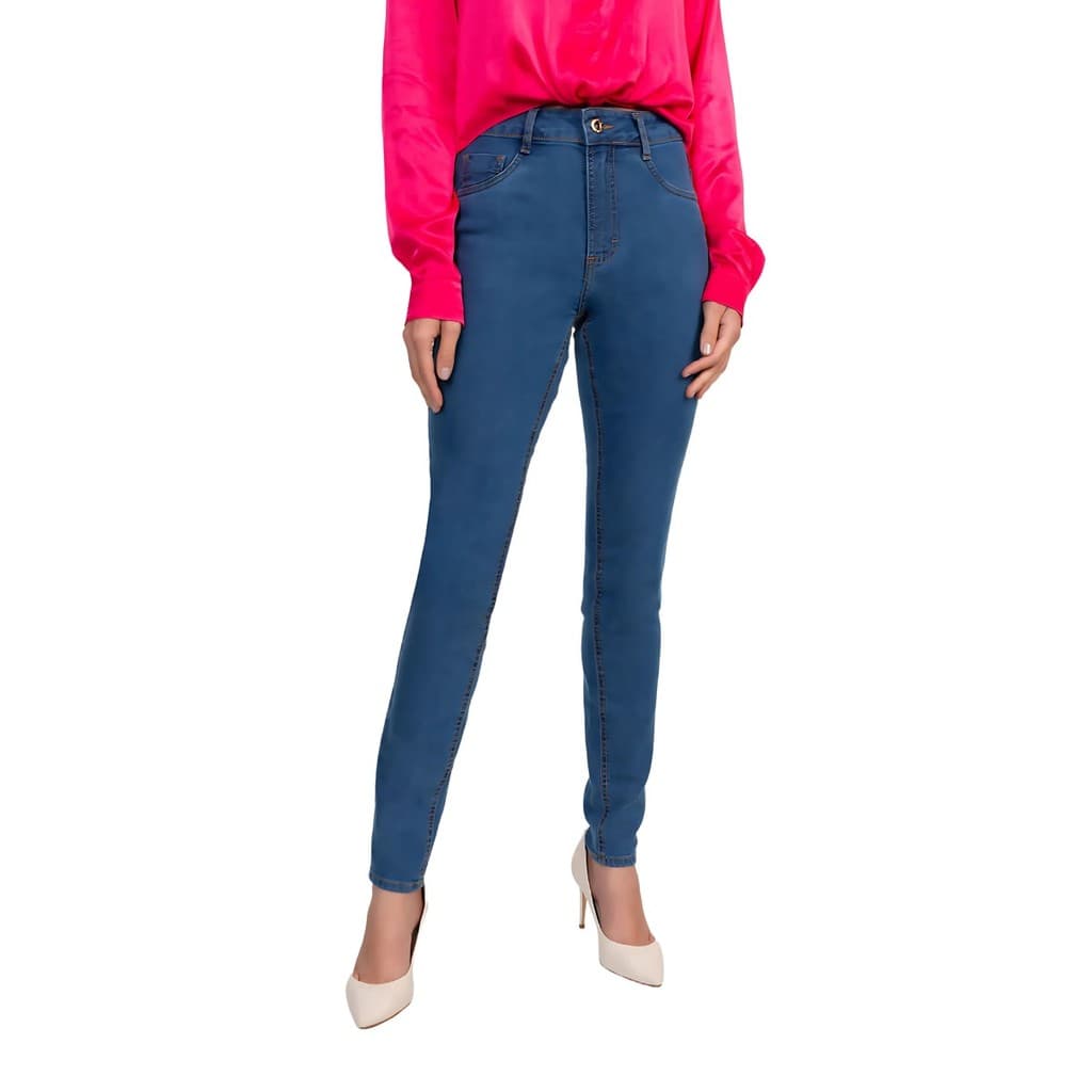 Calça Jeans Tradicional Feminina Skinny Flor De Lis