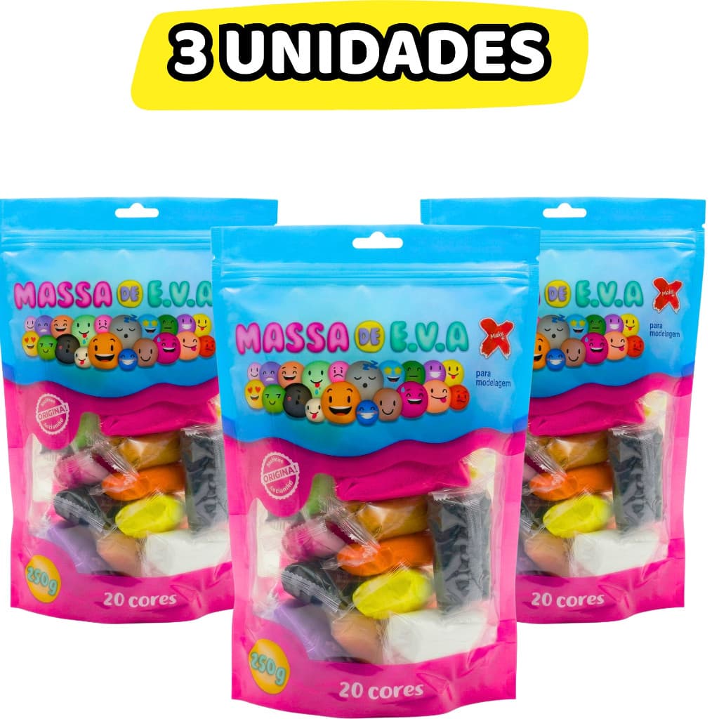 Massa de EVA Make+ 20 Cores: Não Gruda, Atóxica e Macia