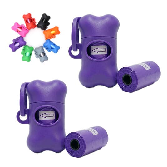 2 Porta Saco Lixo Pet Rolinhos - Suporte + 4 Refis Cata Caca