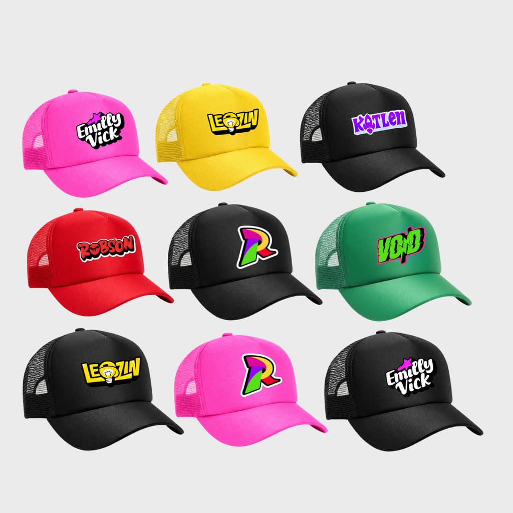 Boné Dos Rosa Aba Curva Youtubers Várias Cores Turma Pink Emilly Vick Katlen Void Robson Leozinho