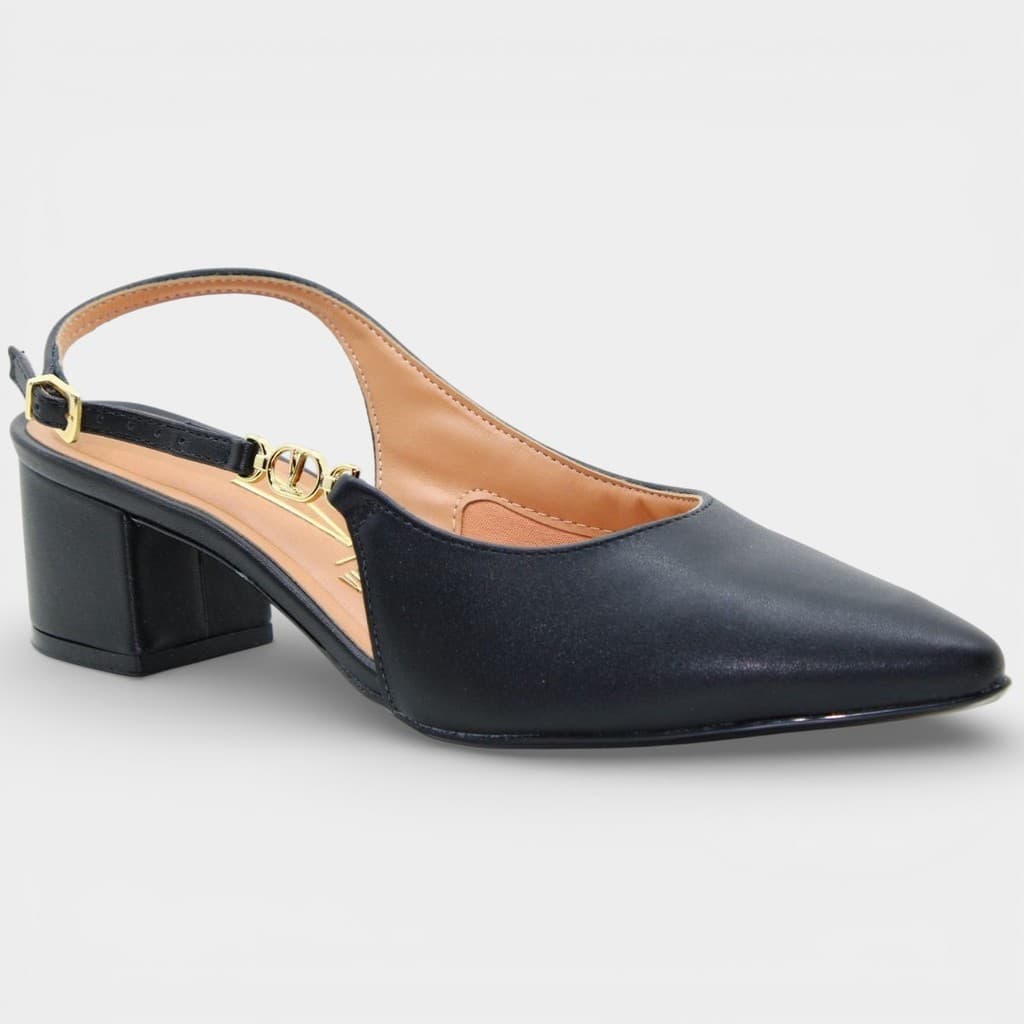 Scarpin Vizzano Slingback Salto Bloco Detalhe