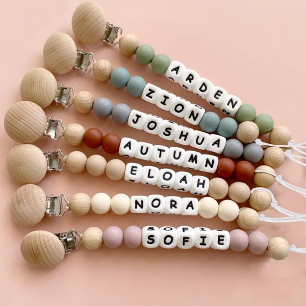 Clipe De Chupeta Personalizado Com Nome (7 Letras Limite) , Corrente De Silicone Monograma De Para Meninos E Meninas