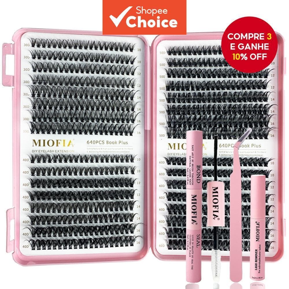 Kit De Extensão De Cílios Diy 30-60d 10-16mm Comprimento Misto 640pcs Cluster