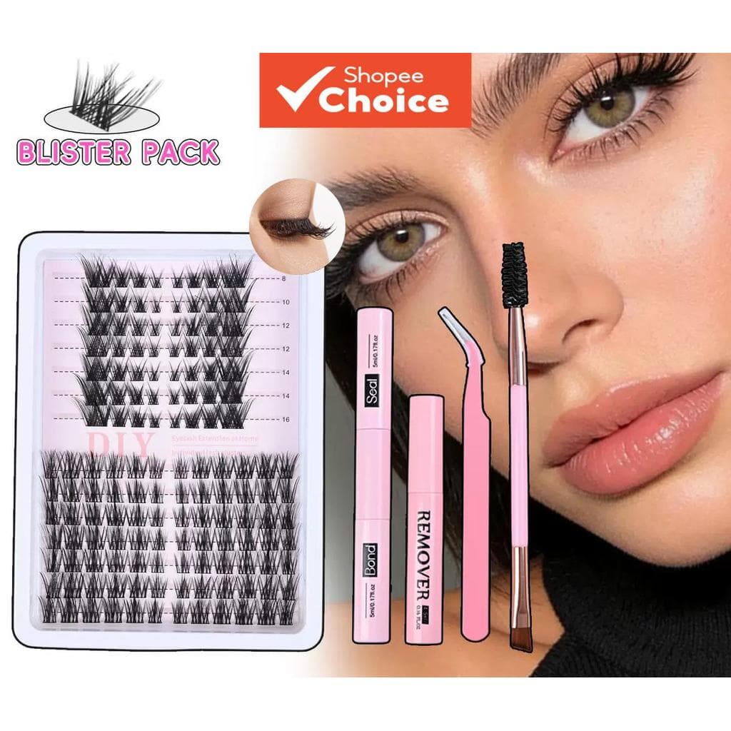 Clusters de cílios postiços de banda larga, conjunto de extensão de cílios leves e volumosos para cílios naturais DIY