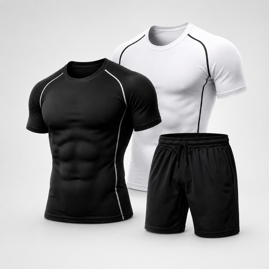 Kit Camisa de Compressão + Short Dri-fit Masculino Camiseta Academia Treino Corrida