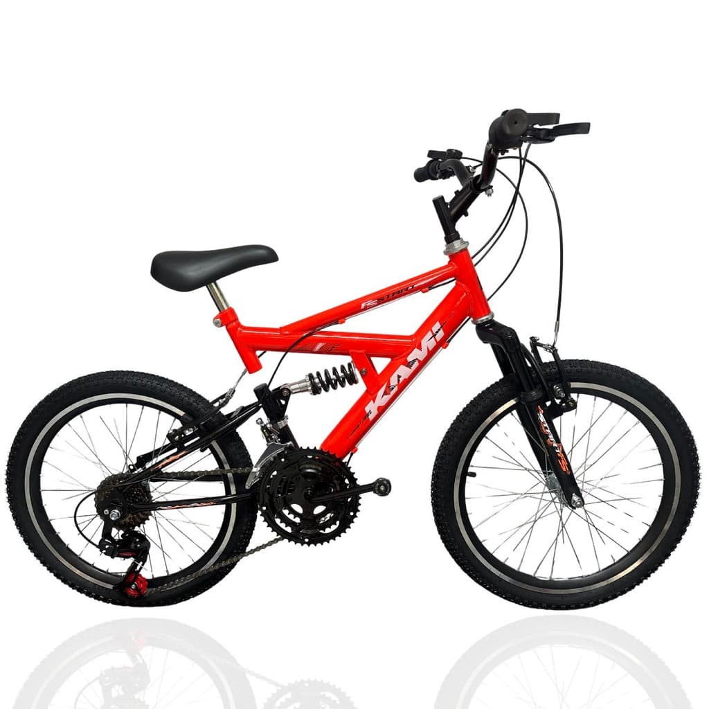 Bicicleta Aro 20 Kami Start 21v Dupla Suspensão Aço Laranja