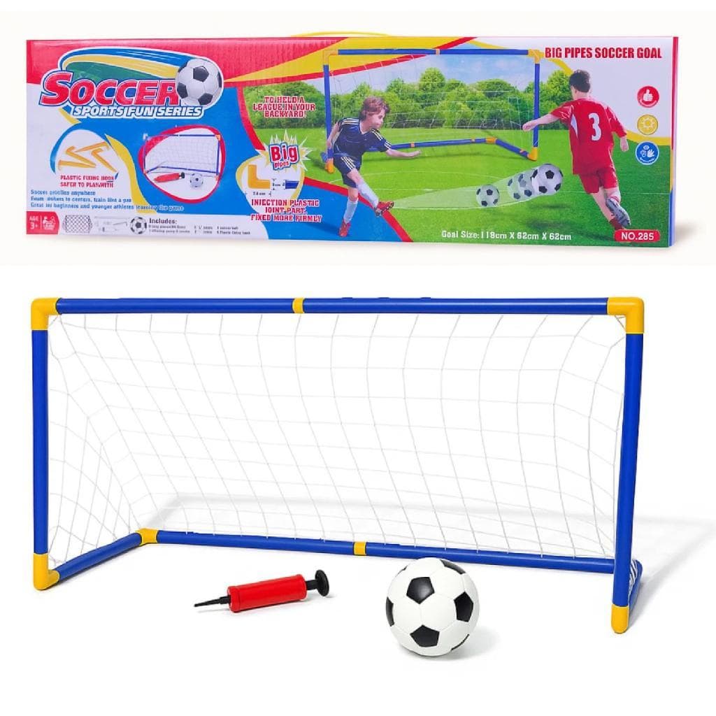 Kit Mini Trave Infantil Futebol Gol De Craque 118cm X 62cm Com Bola e Bomba de Encher