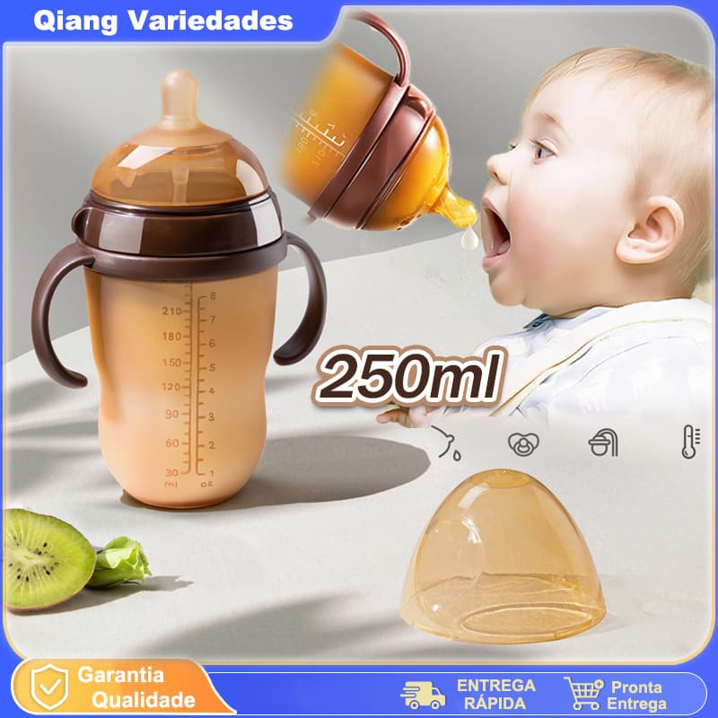 250ml Anti-colic Silicone Baby Bottle with Similar Nipple to Breast and Gravity Ball Straw