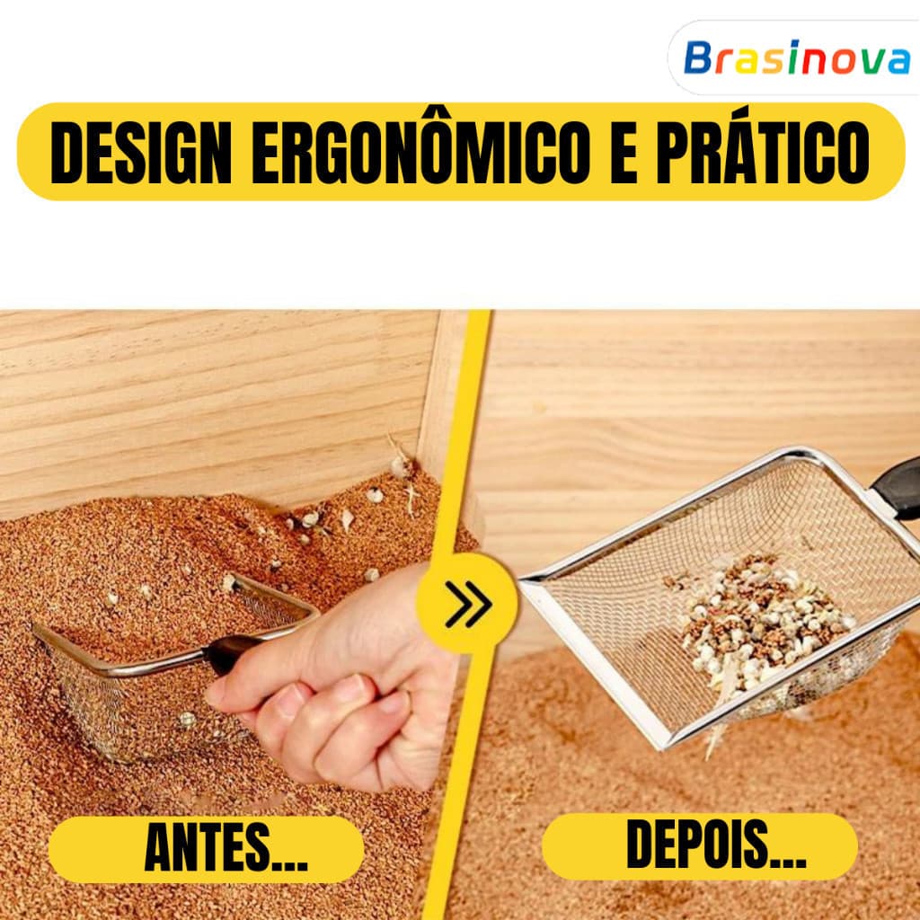 Com pá de areia para gatos com corte de coleção de aço inoxidável forte e durável