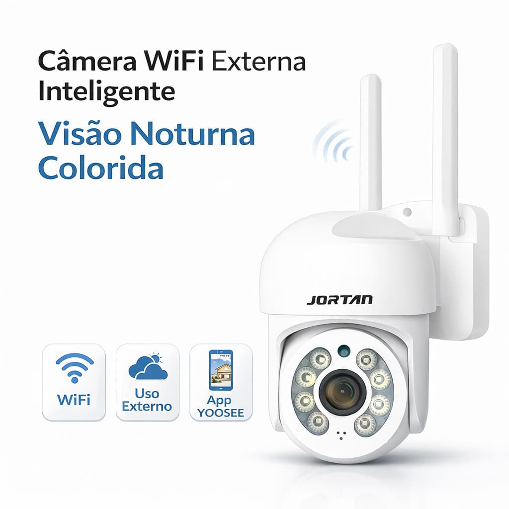 Câmera de Segurança WIFI YOOSEE IP66 6MP Full HD Visão 360° Detecção Movimento Voz em 2 Vias