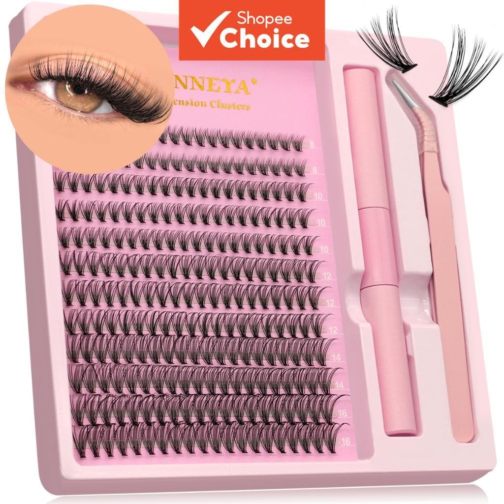 Kit de montagem de cílios postiços DIY, 12 fileiras de tufos de cílios grossos e densos de 8 a 16 mm, curvatura em D,