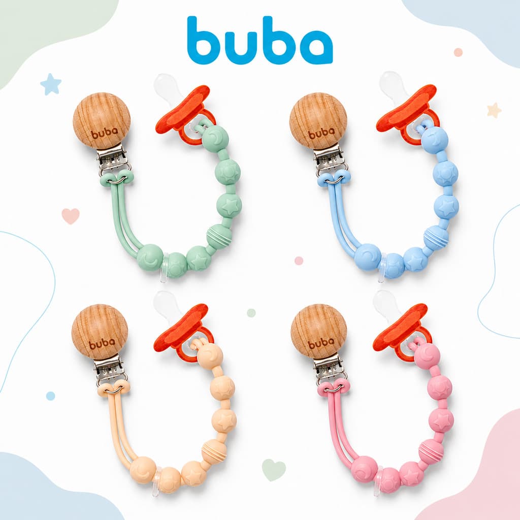 Prendedor Chupeta Infantil Buba Silicone Livre BPA
