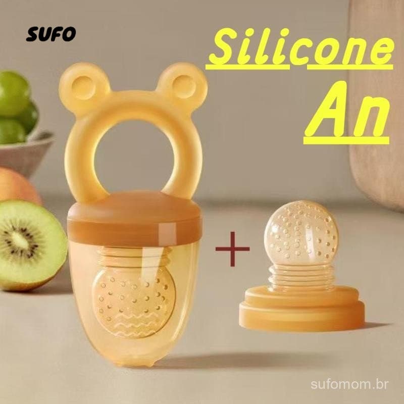 [SUFO] Saco Frutas Silicone Bebê, Mordedor Alimentação Complementar, Sem BPA