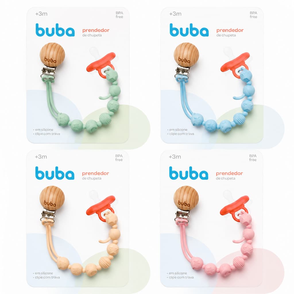 Prendedor de Chupeta Buba em Silicone com Clip