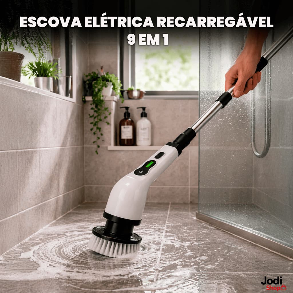 Escova De Limpeza Esfregão Mop Elétrico 9 Em 1 Giratório 360 Ajustavel Recarregavel Cozinha