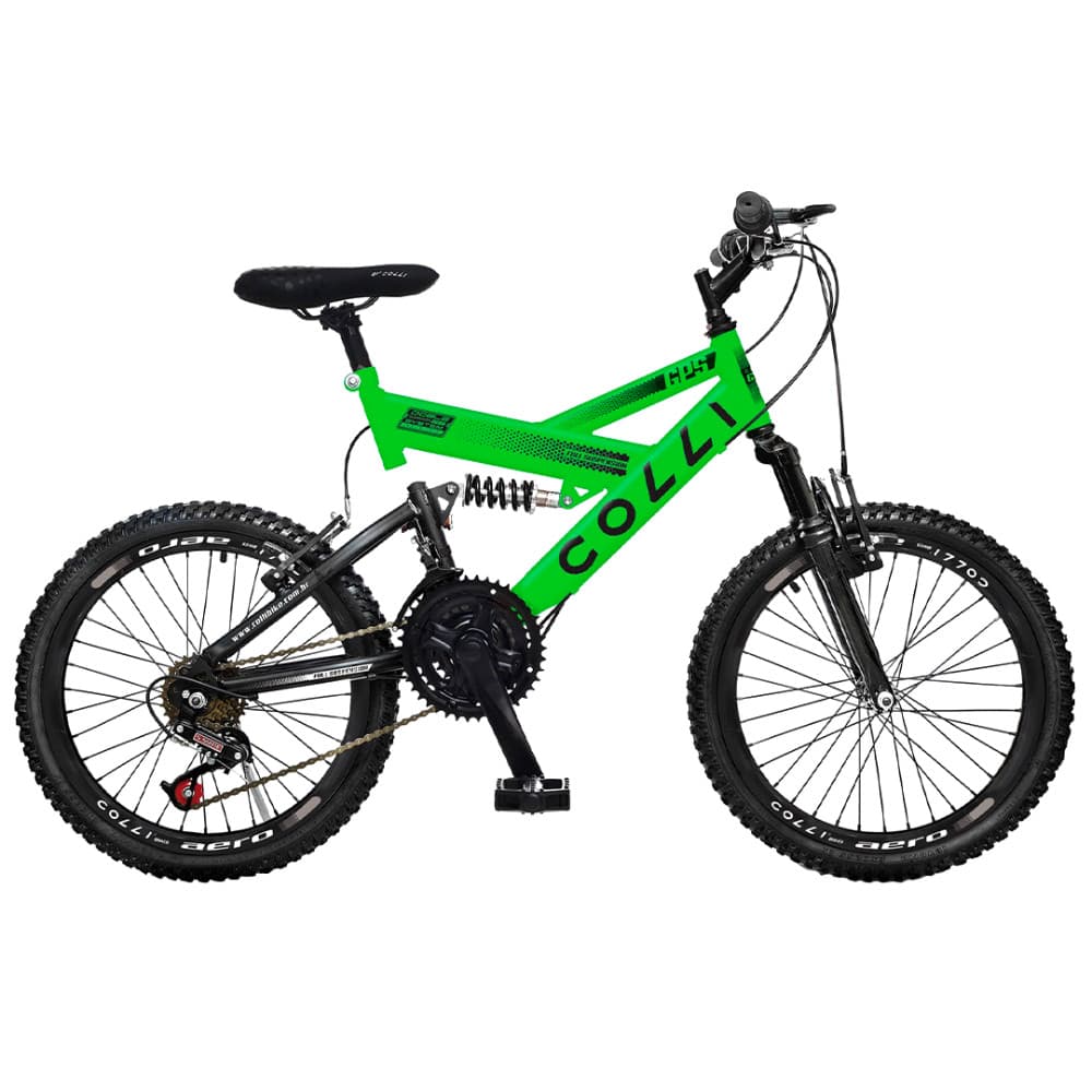 Bicicleta Colli Gps Dupla Suspensão Aro 20 Verde Neon