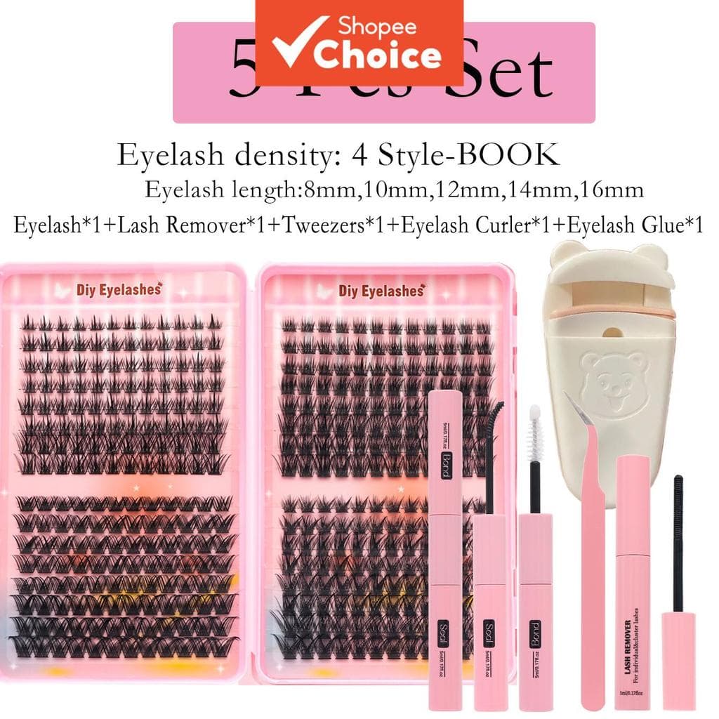 Kit De Extensão De Cílios De Bandeja Mista-Aglomerados Individuais Macios DIY , Aparência Natural Fofa Para Iniciantes
