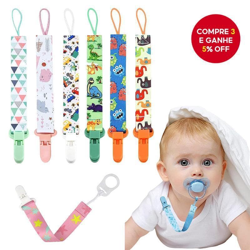 Kit De Suporte Para Chupeta De Bebê Com 3 , Linha De Mordida Estampa Fofa De Desenho Animado Meninos E Meninas De Natal