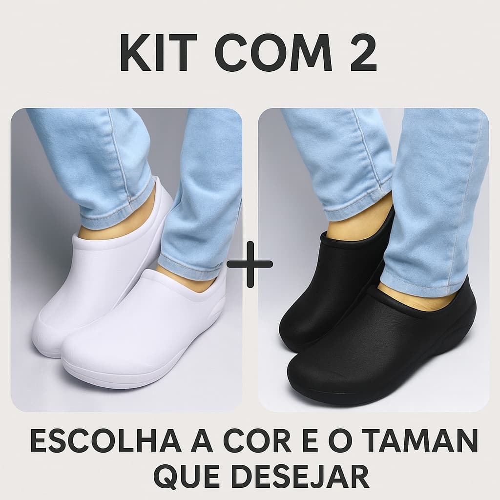 Sapato Babuche Profissional Fechado Confortável EPI – Kit 2 para Cozinha