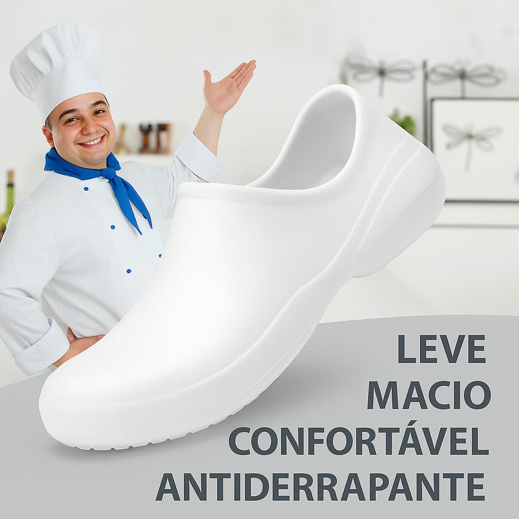 Sapato Profissional Cozinha Feminino Hospitalar Unissex Antiderrapante