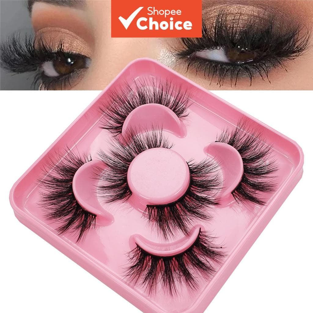 Cílios Postiços Fofos Com Volume 8D 3 Pares 17 Mm Totalmente Finos Listrados Brilhantes Aparência De Olho Grande Diy Clu