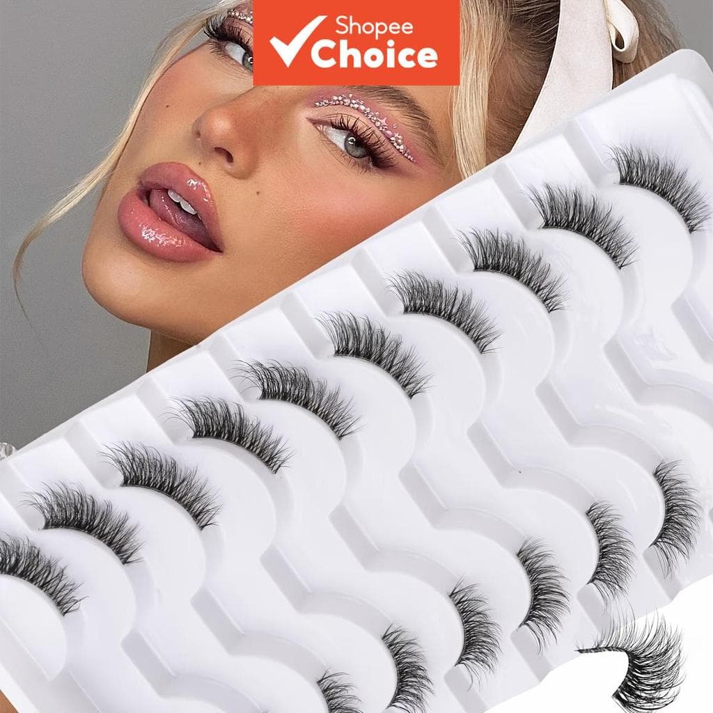 Cílios Naturais Reutilizáveis com Banda Invisível Transparente, Leves, Essenciais para o Look Natural Diário, 10 Pares