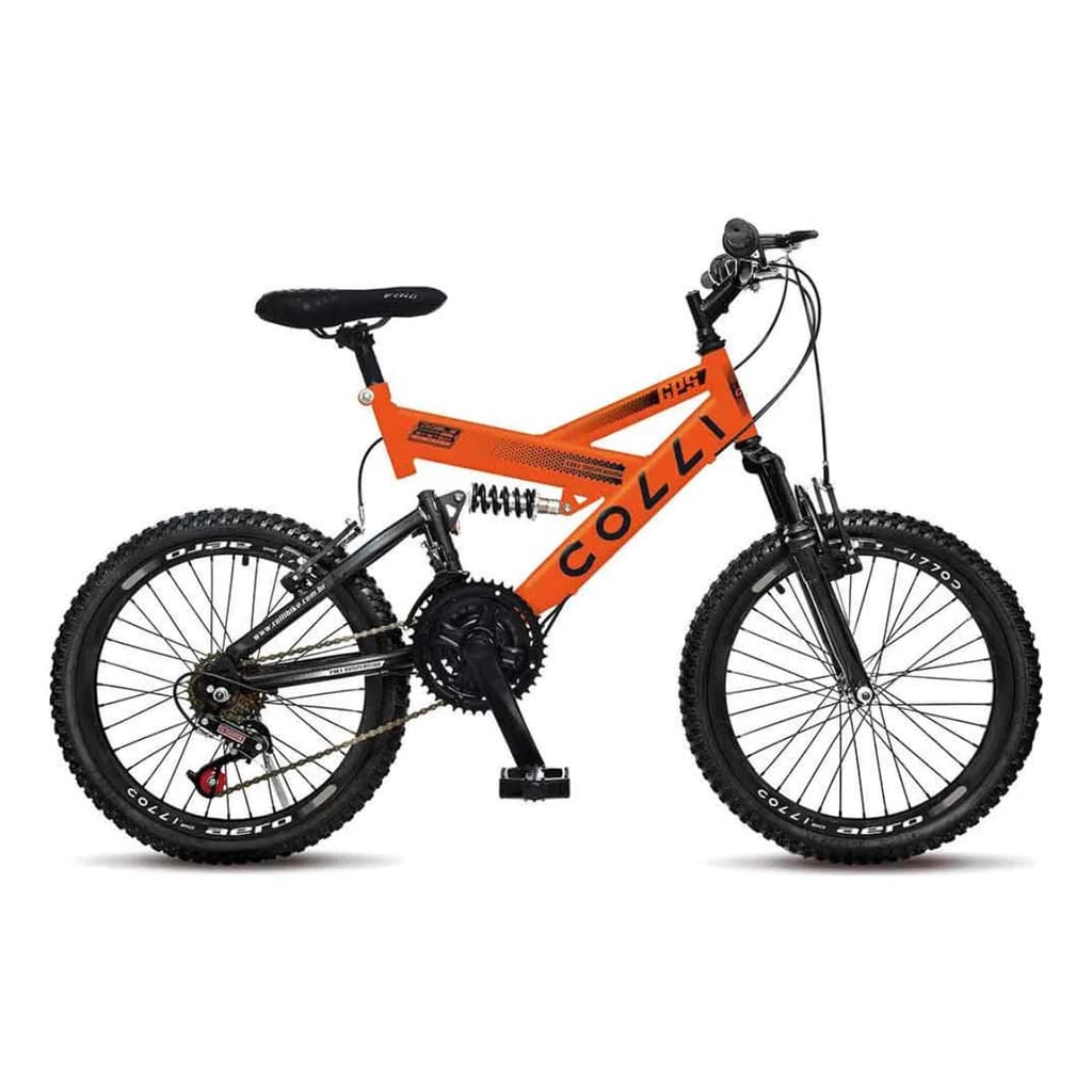 BICICLETA COLLI GPS DUPLA SUSP. FULL A.20 36R 21V LARANJA NEON