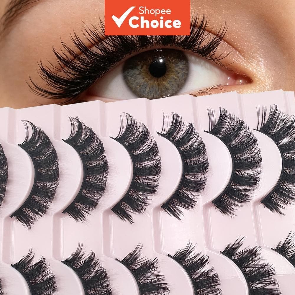 Cílios Postiços Ondulados de Volume Dramático 10 Pares - A Escolha Perfeita para o Uso Diário e Maquiagem dos Olhos