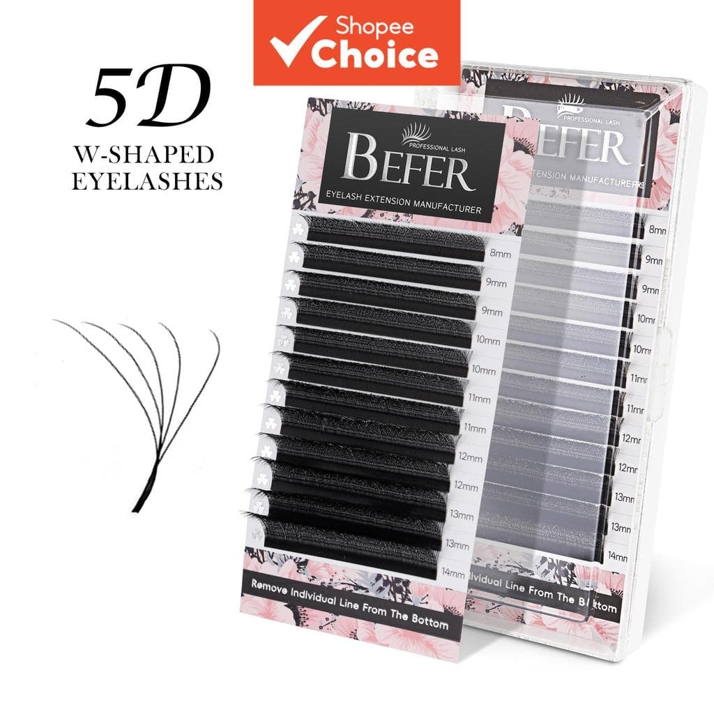 Extensão de cílios Befer 5D - Modelo W (12 linhas/bandeja)