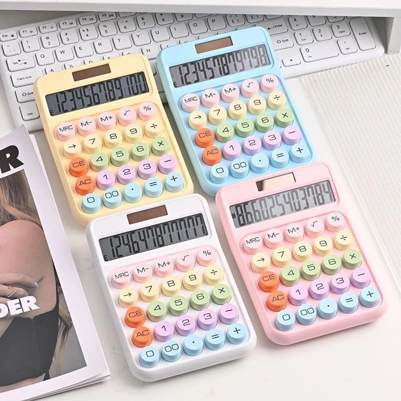 Calculadora 12 Dígitos De Teclado Portátil Percentil Pequena Colorida Mecânico