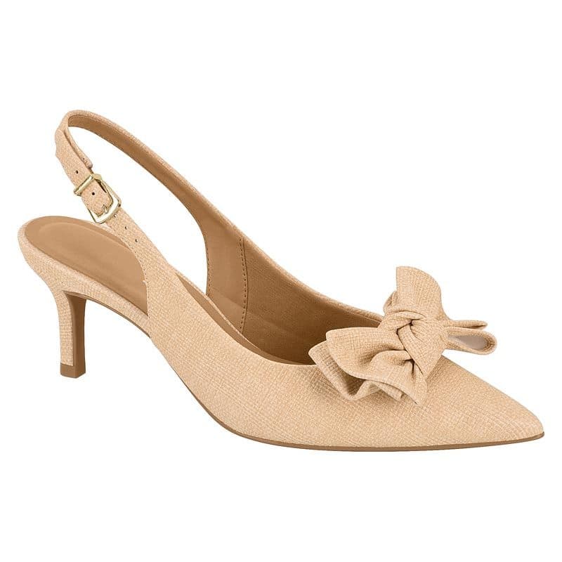 Scarpin Slingback Feminino Vizzano Bico Fino Com Laço - 1456115
