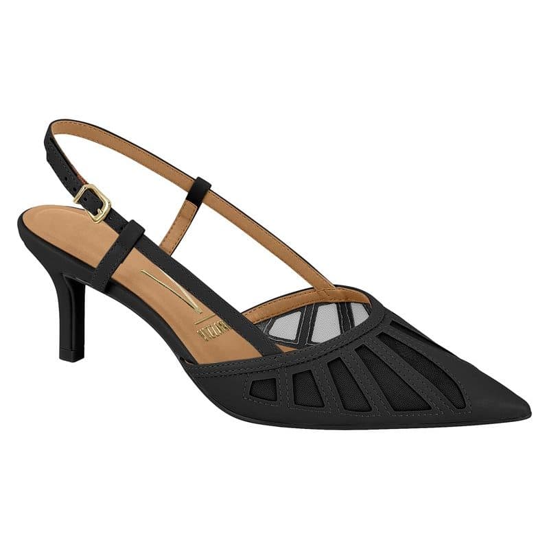 Scarpin Slingback Vizzano Feminino Bico Fino com Tela - 1456116