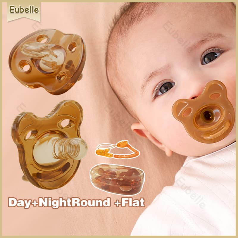 Kit 4 Tipo Dorminhoco Chupetas Calmante Silicone Super Macio Urso + Estojo e clipe de chupeta