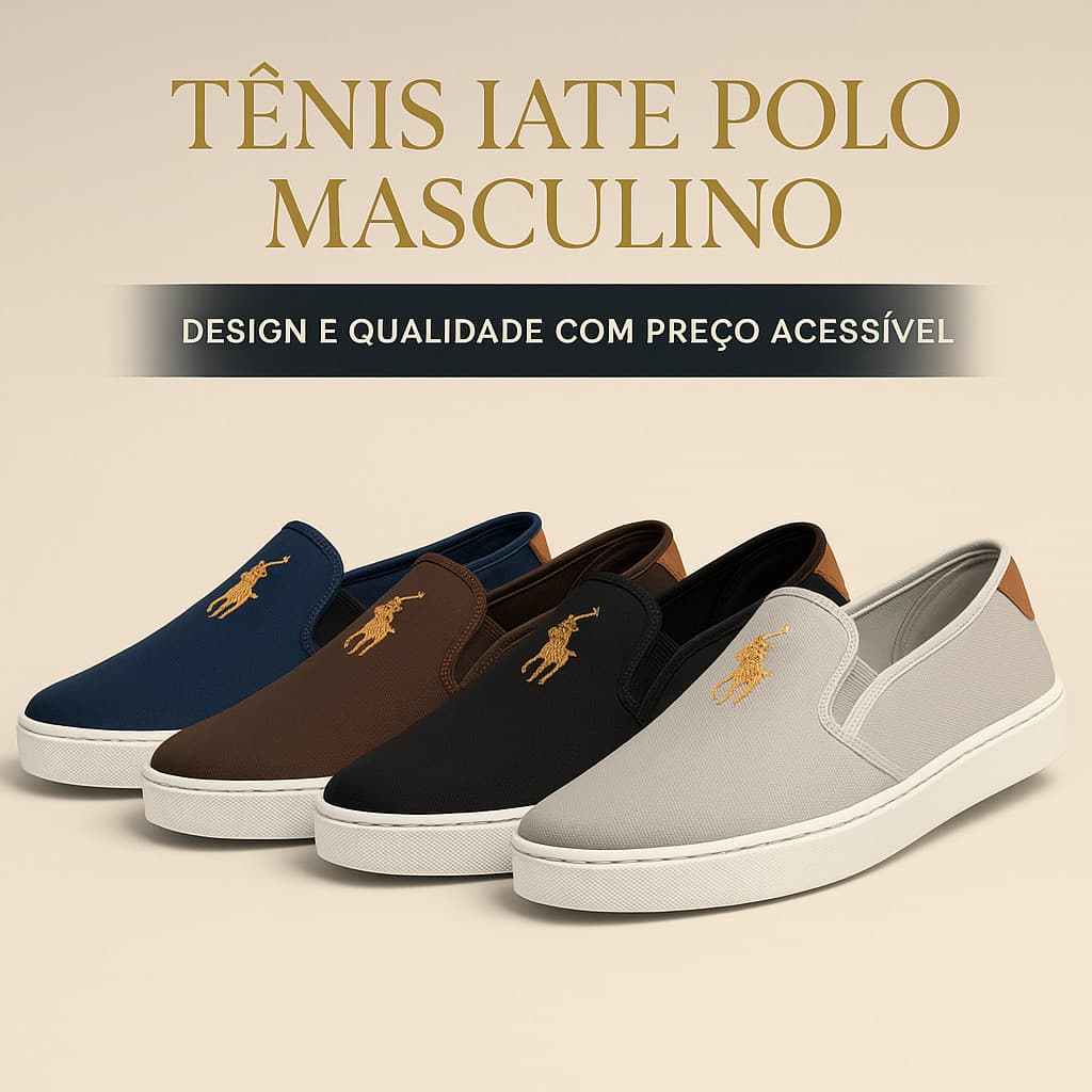 Tênis Iate Masculino Polo Slip On Confortável Leve Estiloso Barato Dia a Dia