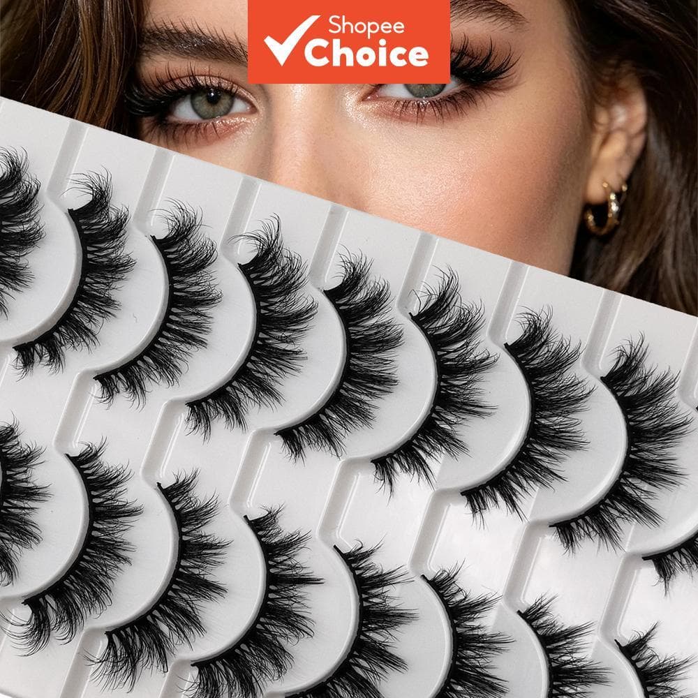 Kit De Cílios Postiços Fofos Naturais 10 Pares Para Iniciantes , Reutilizáveis , Respiráveis , Olhos Grandes