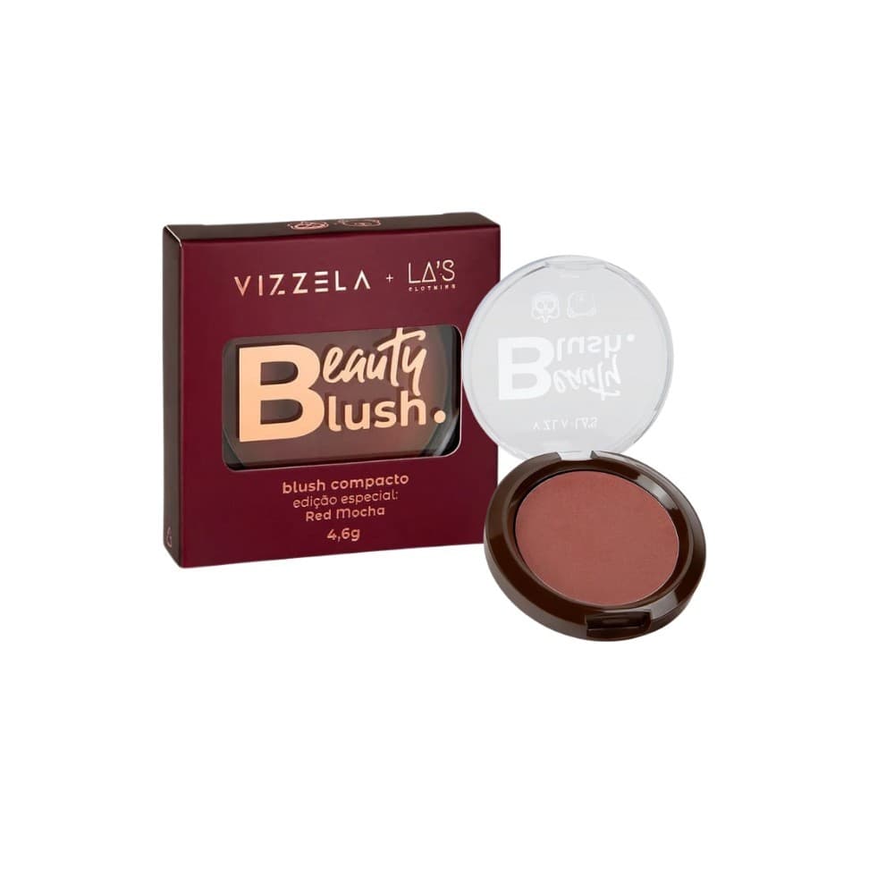 Blush Compacto Red Mocha Avermelhado com Vitamina E Vegano - Vizzela + La’s