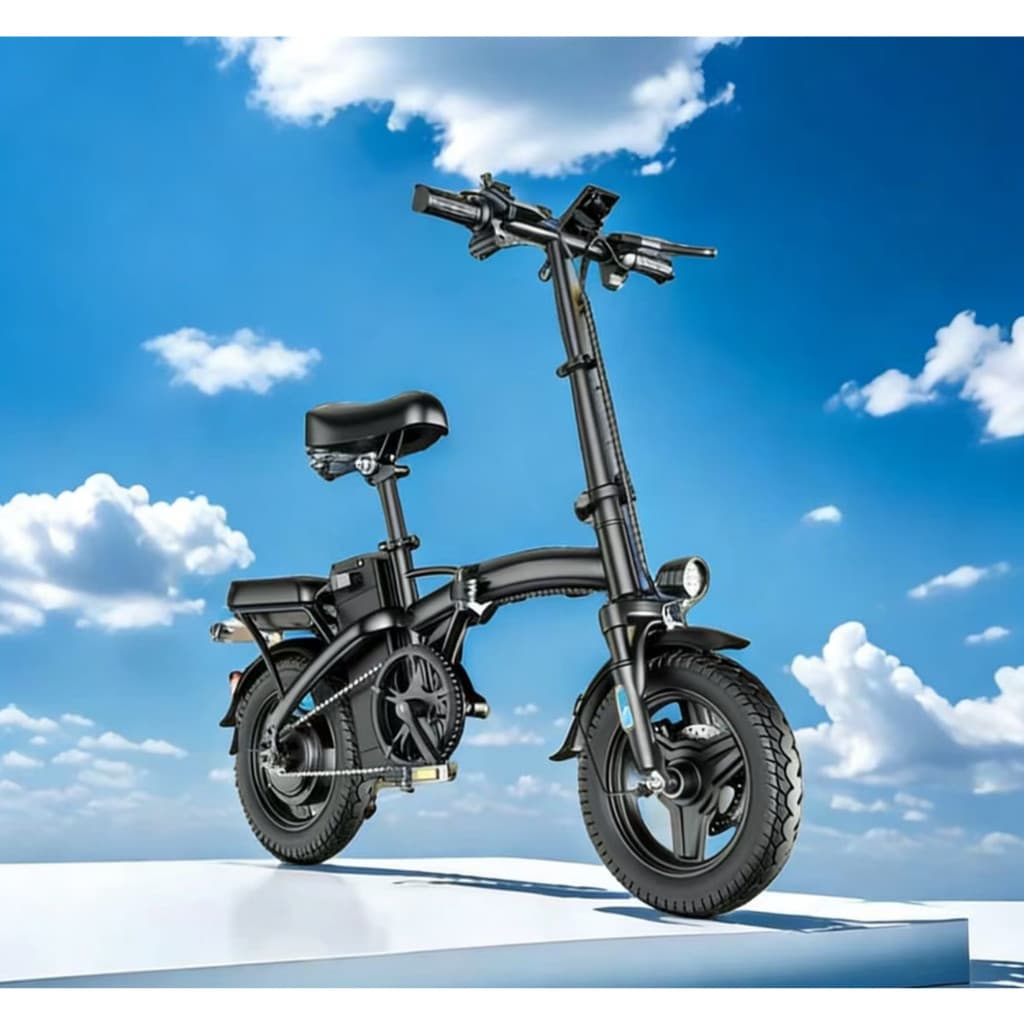Uma bicicleta elétrica dobrável para a família NUDA, adequada para trabalho ao ar livre e compras
