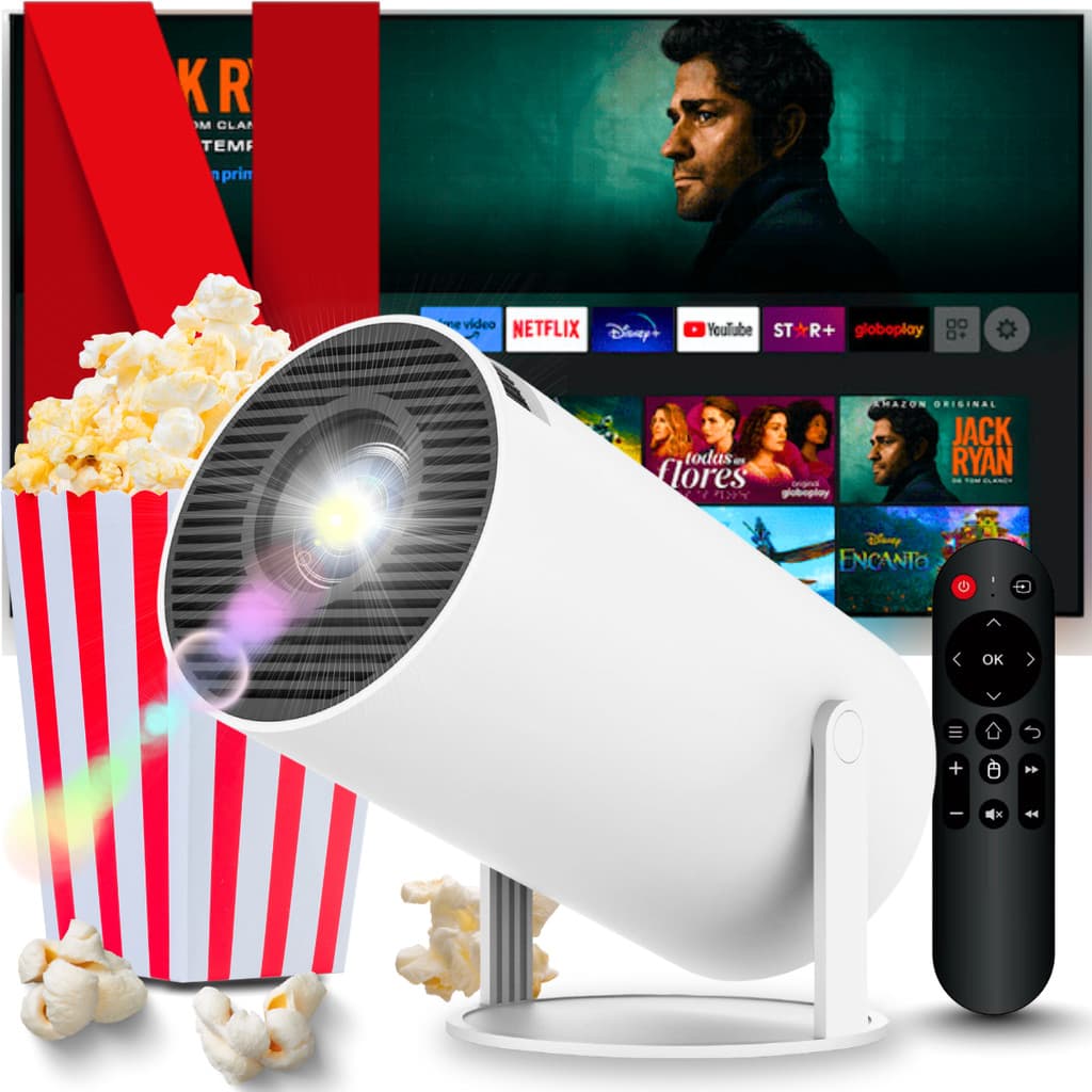 Projetor Portátil Smart Wi-Fi HY300 4K c/Android HDMI Cinema em Casa c/ Alta Definição Conectividade