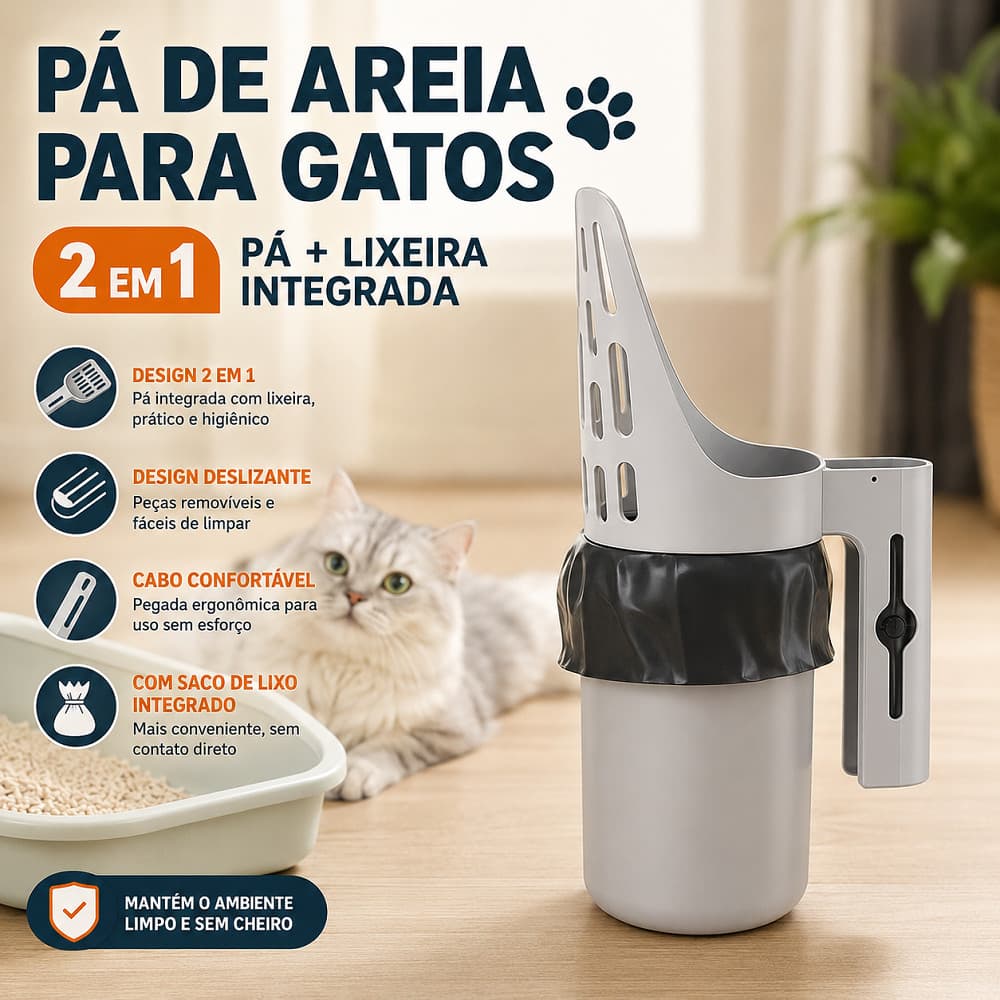 Pá Prática Peneira de Areia Coletora Higiênica com Limpeza Rápida e Fácil Leve Funcional Grande Capacidade para Pet