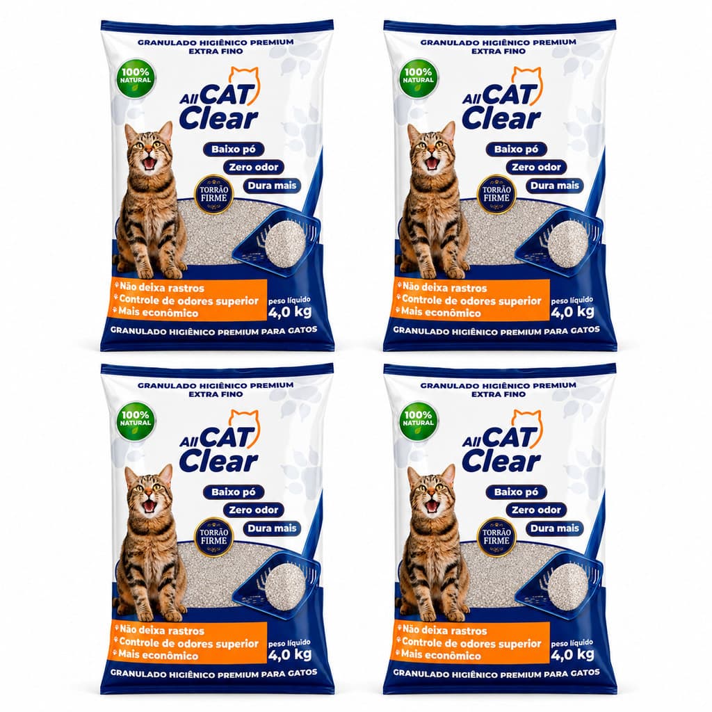 KIT 4 Areias Granulado Higiênico Gatos Extra fino 4kg