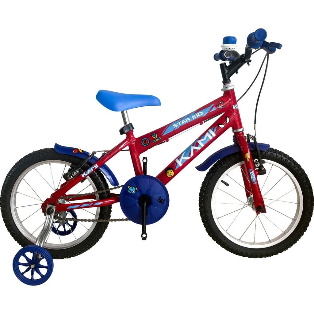 Bicicleta Infantil Criança Aro 16 Star Kid Adesivo Heróis Meninos Masculino Com Rodinha Lateral 4 a 6 Anos Cor Vermelho