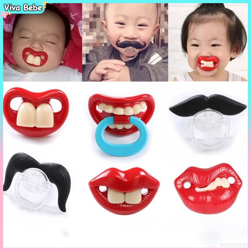 Chupeta Engraçada Bico Ortodôntico Dente Bigode Divertida Bico Falso Dentes De Mamilo Pacifier