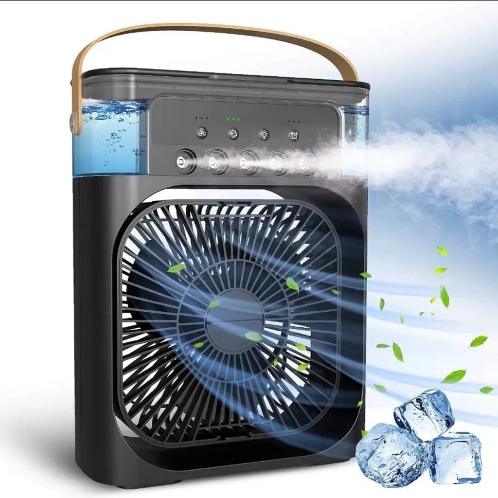 Mini Ar Condicionado Climatizador Umidificador Ventilador Portátil USB Led Quarto  Escritório Mesa