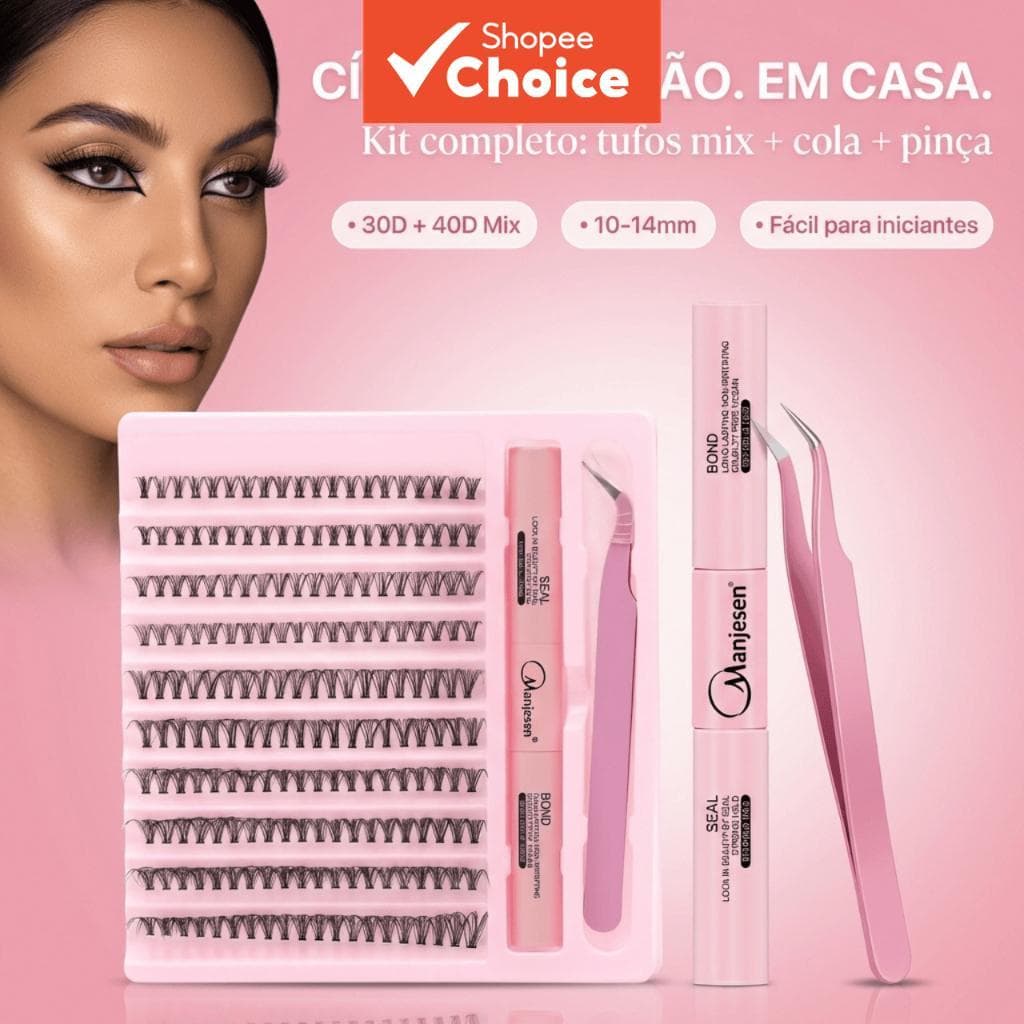 Kit de Extensão de Cílios em Tufos DIY 400 peças Cílios Individuais Tufos 30D 40D Kit de Extensão de Cílios com