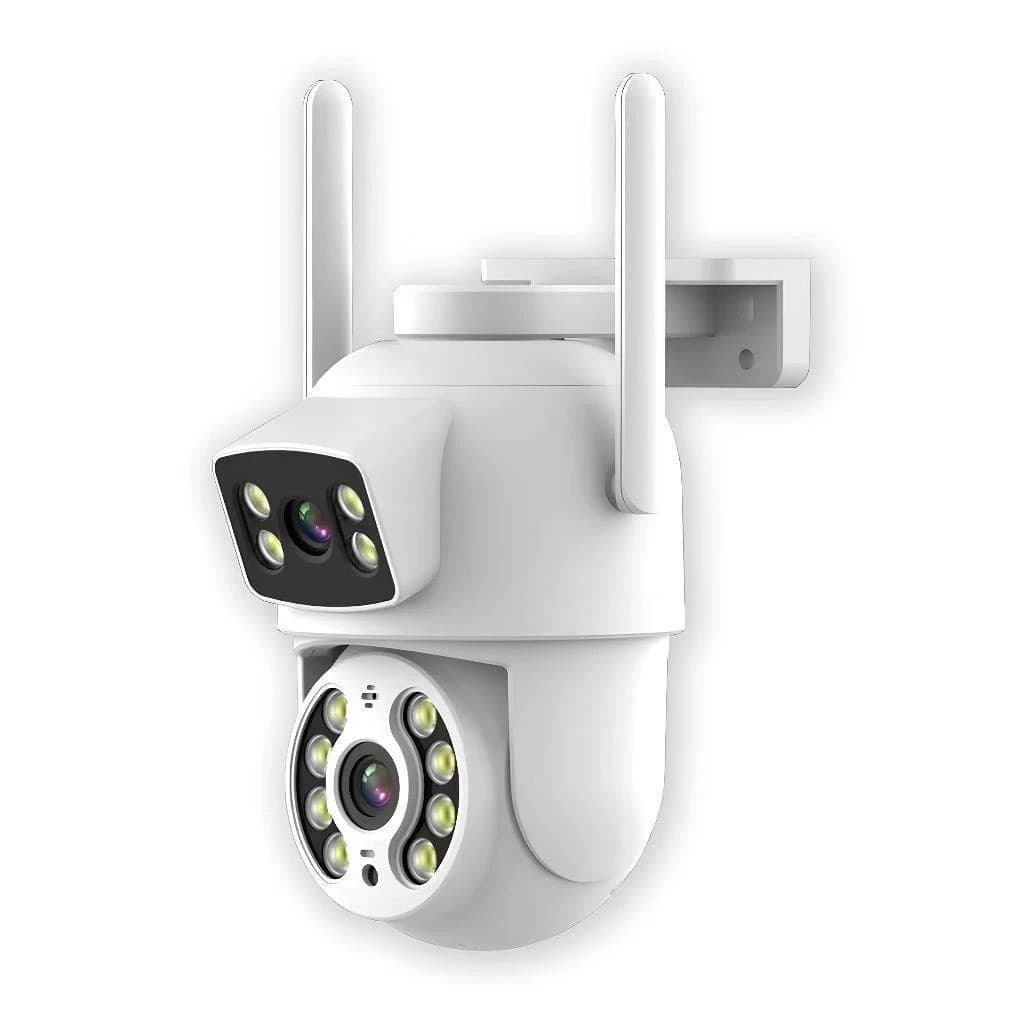 Câmera De Segurança De Lente Dupla ICSEE IP66 Wi-Fi 360 ° Sensor De Movimento Visão Noturna 2 Em 1 Fixo + Giratório